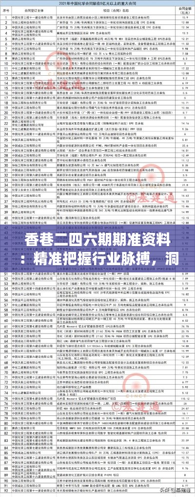 香巷二四六期期准资料：精准把握行业脉搏，洞见发展新趋势