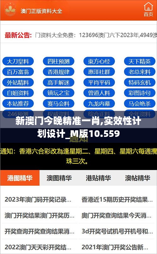 新澳门今晚精准一肖,实效性计划设计_M版10.559