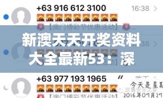 新澳天天开奖资料大全最新53：深度解析开奖背后的数据秘密
