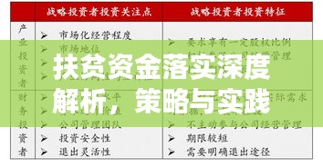 扶贫资金落实深度解析，策略与实践