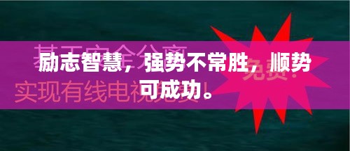 励志智慧，强势不常胜，顺势可成功。