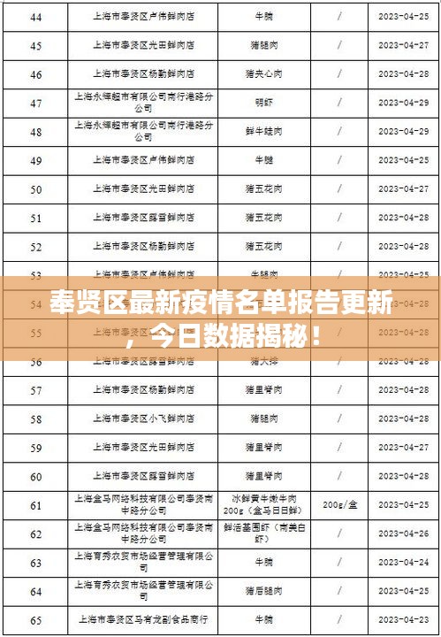 奉贤区最新疫情名单报告更新，今日数据揭秘！