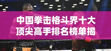 中国拳击格斗界十大顶尖高手排名榜单揭晓！