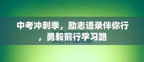 中考冲刺季，励志语录伴你行，勇毅前行学习路