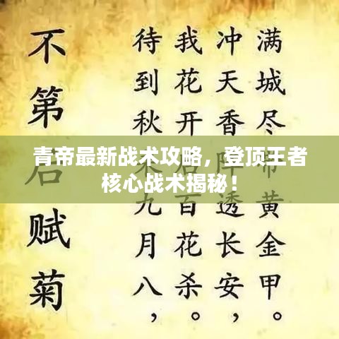青帝最新战术攻略，登顶王者核心战术揭秘！