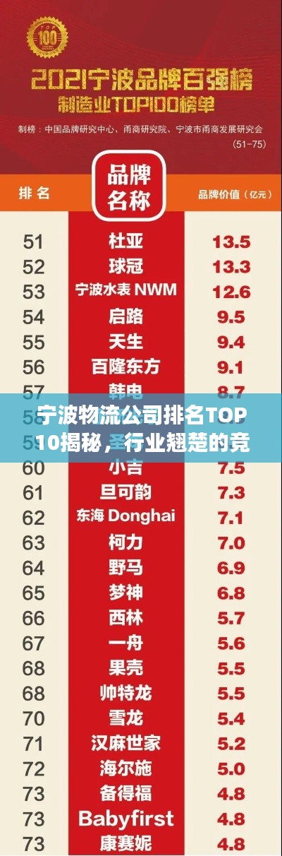 宁波物流公司排名TOP10揭秘，行业翘楚的竞争优势解读