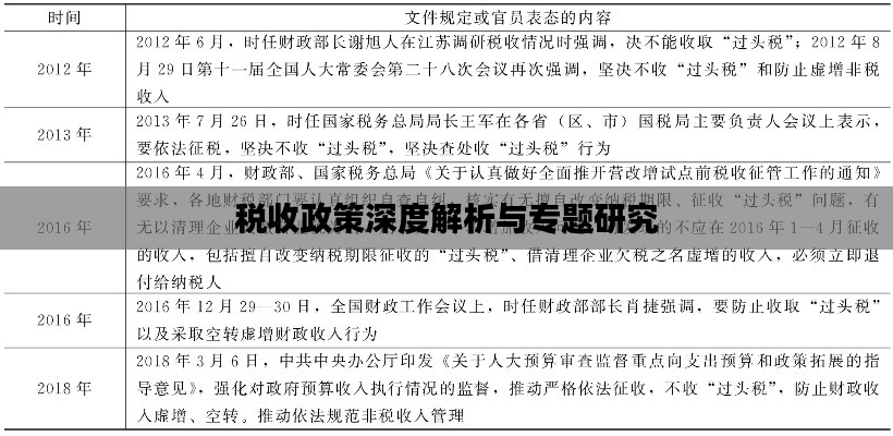 税收政策深度解析与专题研究