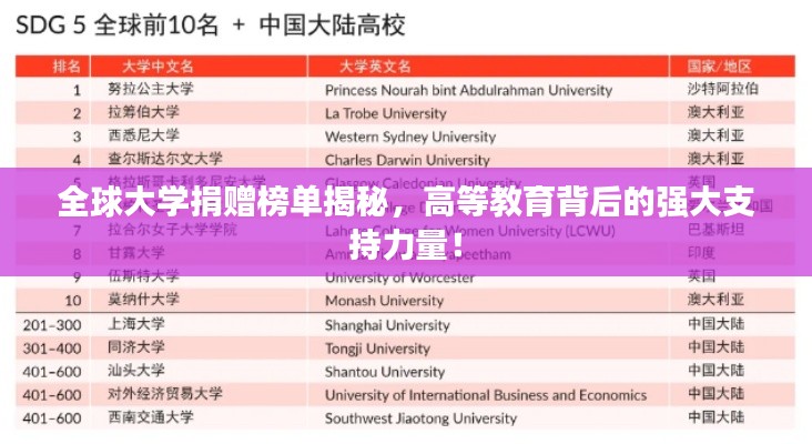 全球大学捐赠榜单揭秘，高等教育背后的强大支持力量！